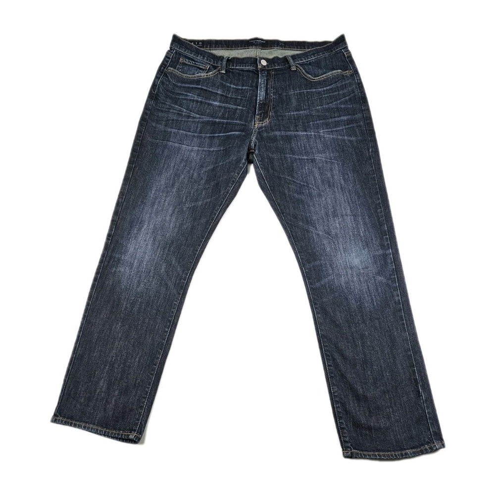 Lucky Brand 410 Athletic Straight 36x30 Dark Wash Denim Stretch Jeans Whiskers